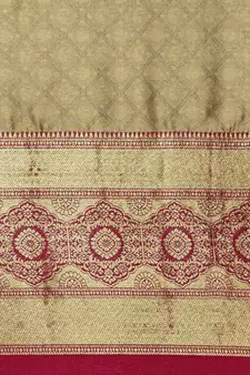 Beige Woven Cotton Silk Saree With Blouse