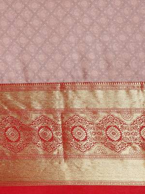 Peach Woven Cotton Silk Saree With Blouse 3
