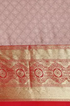 Peach Woven Cotton Silk Saree With Blouse