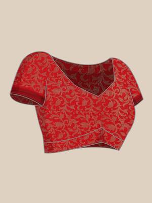 Peach Woven Cotton Silk Saree With Blouse 5