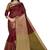 Maroon plain cotton silk saree with blouse