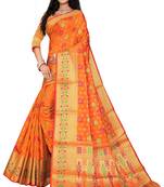 Mustard woven silk blend saree with blouse