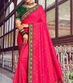 Silk Saree With Elegant Meena and Zari Weave Work with Having Embroidered Border