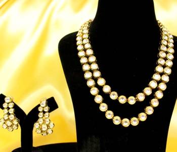 Kundan Meenakari Double Line Necklace Set 1