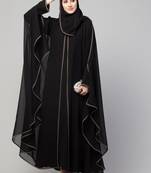 Georgette gray Lace Designer Black Abaya
