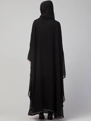 Georgette gray Lace Designer Black Abaya 4