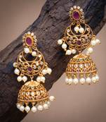 Gold cubic zirconia jhumkas