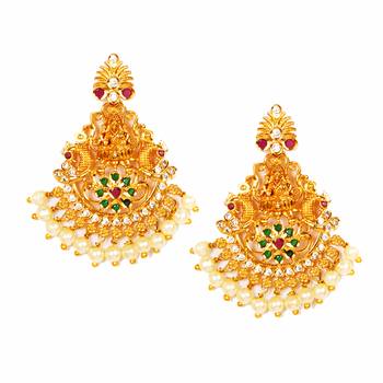 Gold emerald   chandbali 2