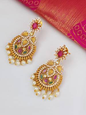 Gold pearl chandbali 1