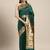 Dark green woven banarasi silk saree with blouse