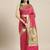 Pink woven banarasi silk saree with blouse