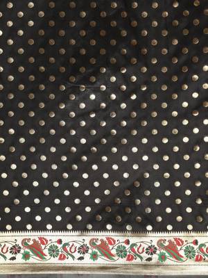 Black woven banarasi silk saree with blouse 3