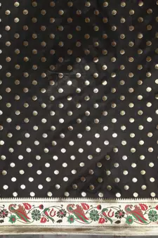 Black woven banarasi silk saree with blouse