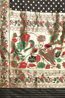 Black woven banarasi silk saree with blouse