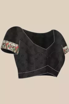 Black woven banarasi silk saree with blouse