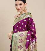 Purple woven satin saree with blouse
