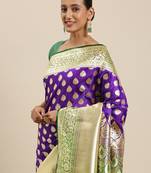 Purple woven satin saree with blouse