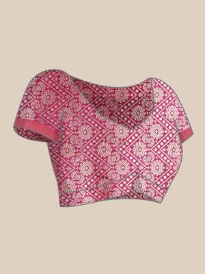 Magenta woven art silk saree with blouse 5
