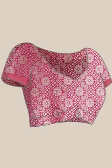 Magenta woven art silk saree with blouse