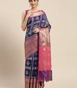 Royal blue woven art silk saree with blouse