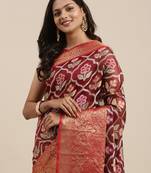 Maroon woven art silk saree with blouse