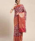 Magenta woven art silk saree with blouse