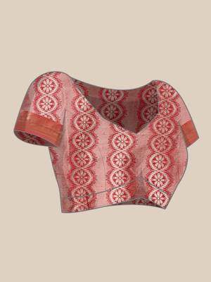 Magenta woven art silk saree with blouse 5