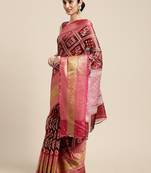 Maroon woven art silk saree with blouse