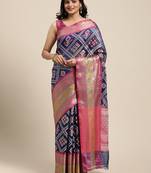 Royal blue woven art silk saree with blouse