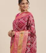 Magenta woven art silk saree with blouse