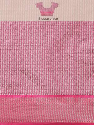 Magenta woven art silk saree with blouse 5