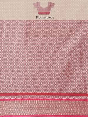 Maroon woven art silk saree with blouse 5