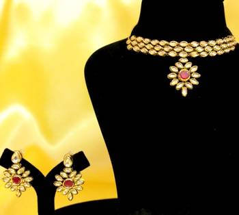 Elegant Kundan Ruby Choker Necklace Set 1