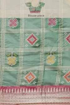 Green woven art silk saree with blouse