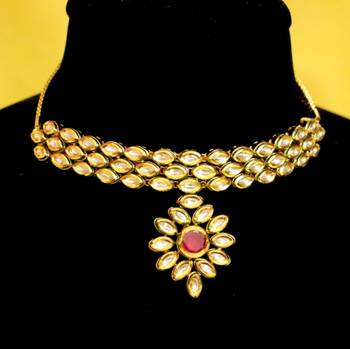 Elegant Kundan Ruby Choker Necklace Set 2