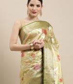 Gold woven art silk saree with blouse