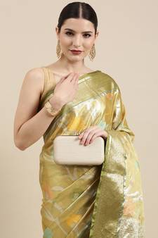 Lemon woven art silk saree with blouse