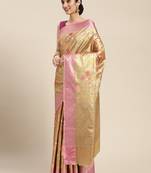 Antique gold woven art silk saree with blouse
