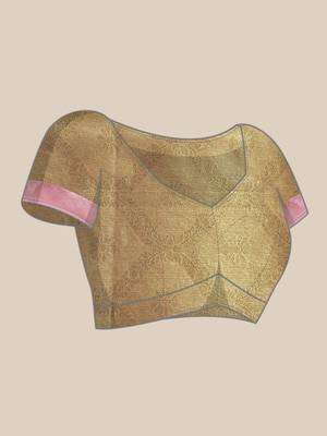 Antique gold woven art silk saree with blouse 5