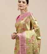 Gold woven art silk saree with blouse