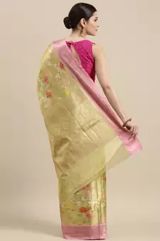 Gold woven art silk saree with blouse