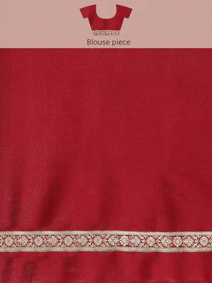 Maroon woven katan silk saree with blouse 5