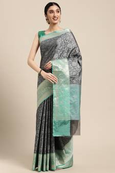Black woven art silk sarees saree with blouse