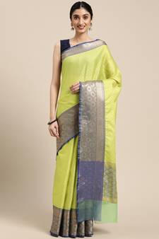 Green woven art silk sarees saree with blouse