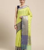 Green woven art silk sarees saree with blouse