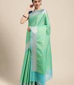 Green woven art silk sarees saree with blouse