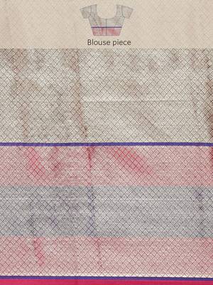 Blue woven Faux kanchipuram silk saree with blouse 5
