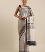 Silver woven kanchipuram silk saree with blouse