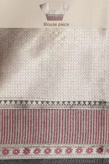 Blue woven kanchipuram silk blend saree with blouse