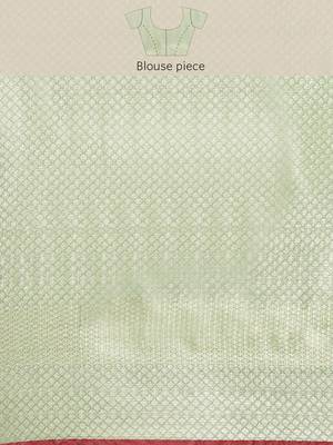 Sea green woven banarasi silk saree with blouse 5